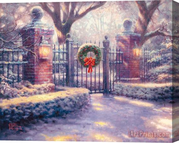 Thomas Kinkade Christmas Gate Stretched Canvas Painting / Canvas Art