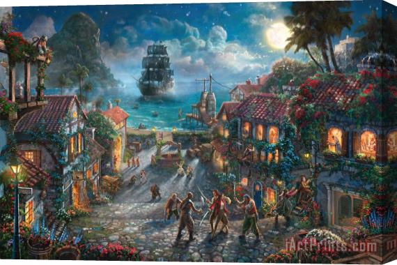 Thomas Kinkade Disney Pirates of The Caribbean Stretched Canvas Painting / Canvas Art