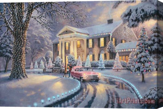 Thomas Kinkade Graceland Christmas Stretched Canvas Painting / Canvas Art