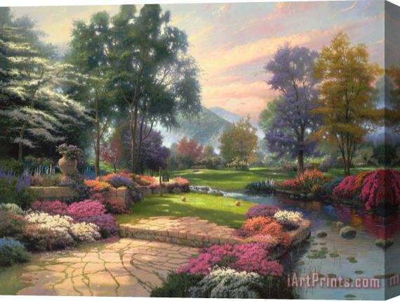Thomas Kinkade Living Waters - Golfer's Paradise, Hole One Stretched Canvas Painting / Canvas Art