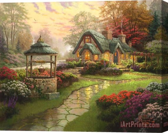 Thomas Kinkade Make a Wish Cottage Stretched Canvas Painting / Canvas Art