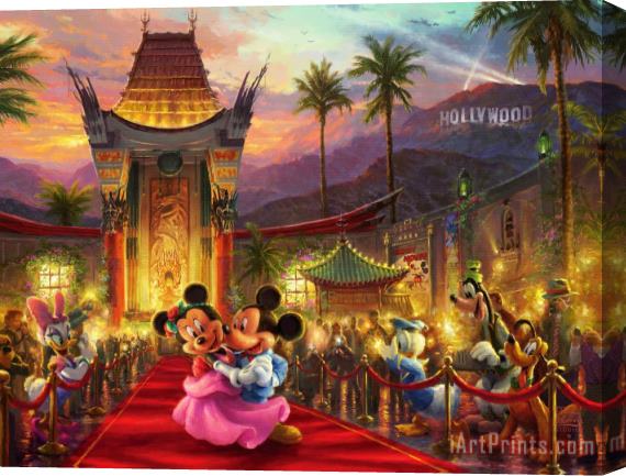 Thomas Kinkade Mickey And Minnie in Hollywood Stretched Canvas Print / Canvas Art