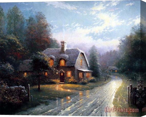 Thomas Kinkade Moonlight Lane I Stretched Canvas Painting / Canvas Art