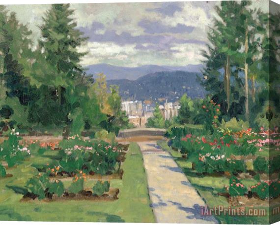 Thomas Kinkade Rose Garden, Portland Stretched Canvas Painting / Canvas Art
