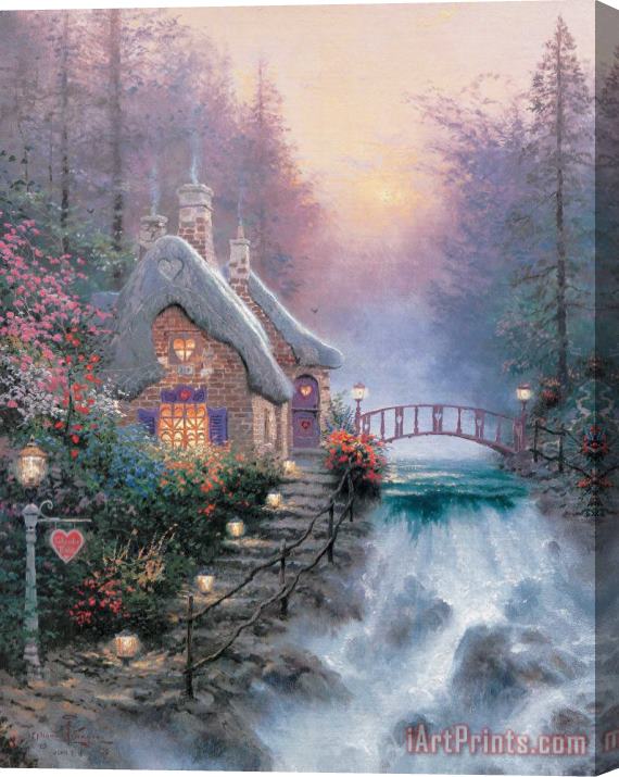 Thomas Kinkade Sweetheart Cottage Ii Stretched Canvas Painting / Canvas Art