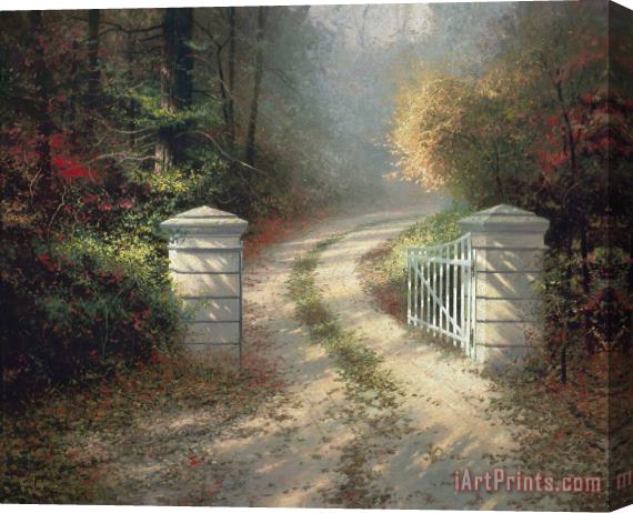 Thomas Kinkade The Autumn Gate - Canvas Classic Stretched Canvas Painting / Canvas Art