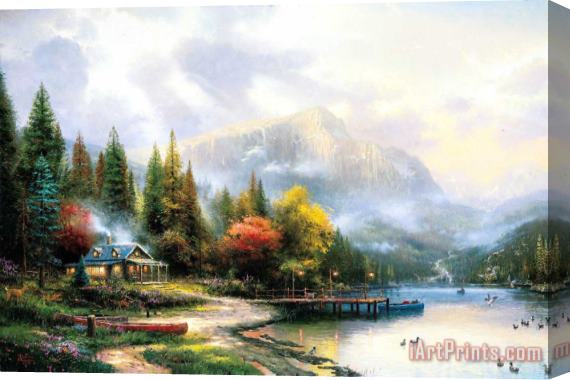 Thomas Kinkade The End of a Perfect Day Iii Stretched Canvas Print / Canvas Art