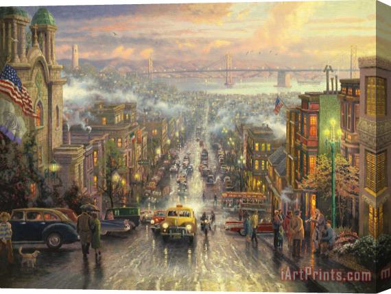 Thomas Kinkade The Heart of San Francisco Stretched Canvas Print / Canvas Art