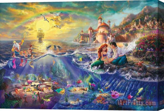 Thomas Kinkade The Little Mermaid Stretched Canvas Painting / Canvas Art