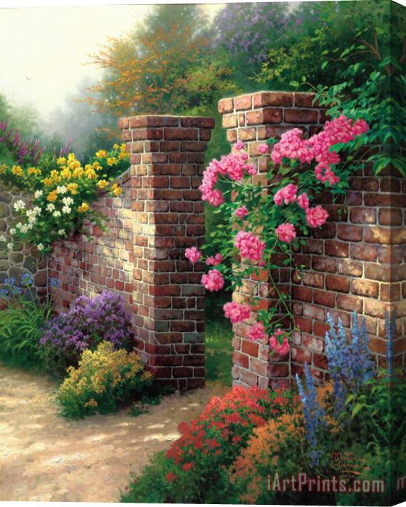 Thomas Kinkade The Rose Garden Stretched Canvas Print / Canvas Art