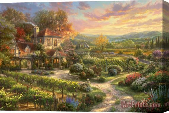 Thomas Kinkade Wine Country Living Stretched Canvas Print / Canvas Art