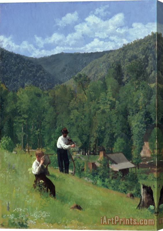 Thomas Pollock Anschutz The Farmer and His Son at Harvesting Stretched Canvas Print / Canvas Art
