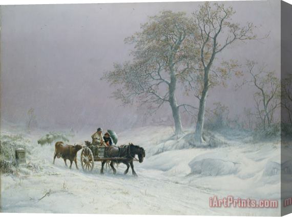 Thomas Sidney Cooper The wintry road to market Stretched Canvas Print / Canvas Art