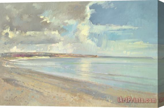 Timothy Easton Reflected Clouds Oxwich Beach Stretched Canvas Print / Canvas Art