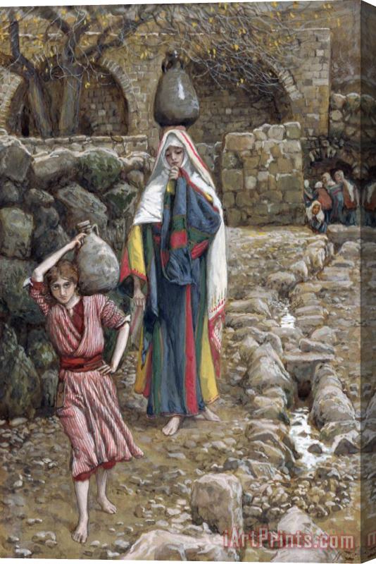 Tissot Jesus and His Mother at the Fountain Stretched Canvas Painting / Canvas Art