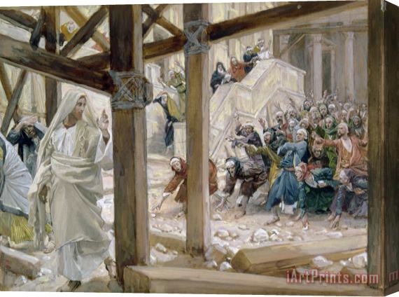 Tissot The Jews took up Stones to Cast at Him Stretched Canvas Print / Canvas Art