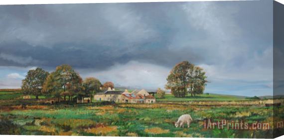 Trevor Neal Old Farm - Monyash - Derbyshire Stretched Canvas Painting / Canvas Art