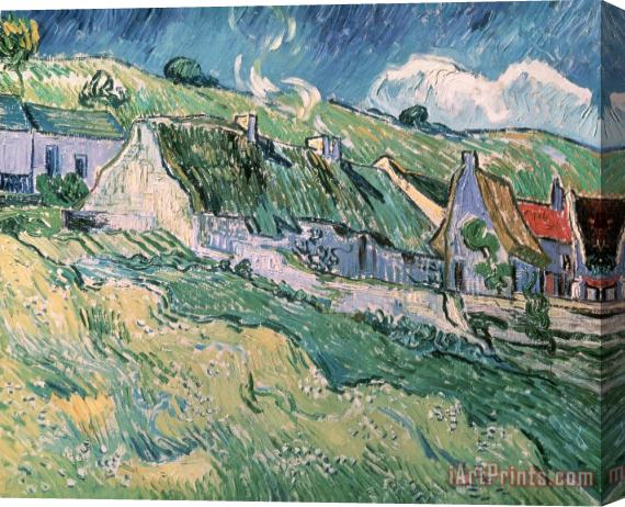 Vincent van Gogh Cottages At Auvers Sur Oise Stretched Canvas Painting / Canvas Art