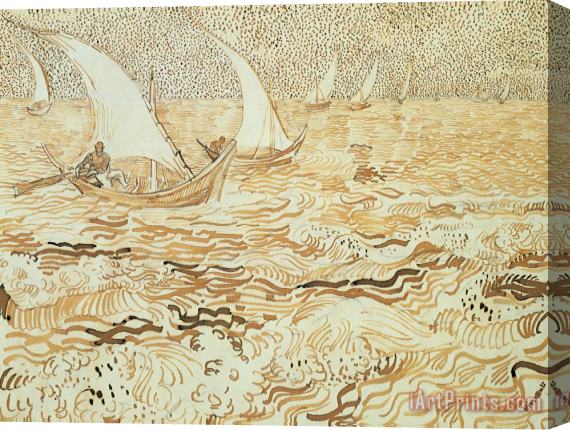 Vincent van Gogh Fishing Boats At Saintes Maries De La Mer Stretched Canvas Painting / Canvas Art