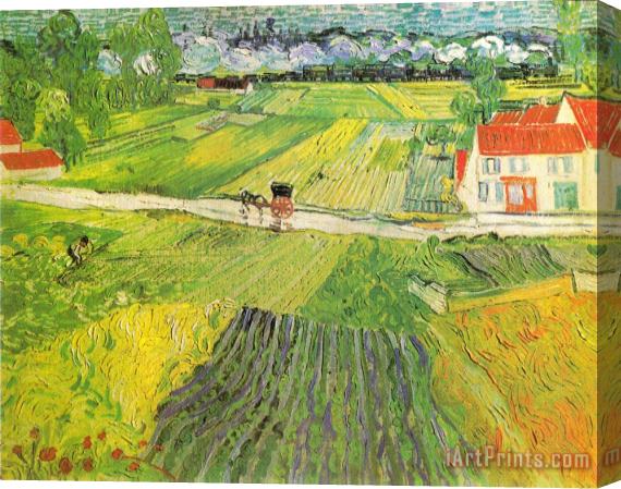 Vincent van Gogh Landscape with Choach And Train in The Background Stretched Canvas Print / Canvas Art