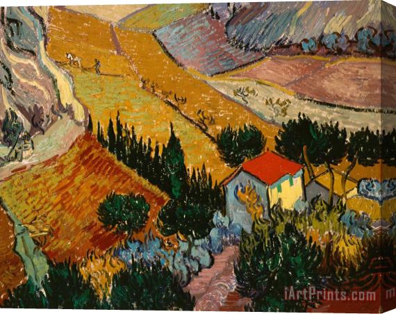 Vincent Van Gogh Landscape with House and Ploughman Stretched Canvas Print / Canvas Art