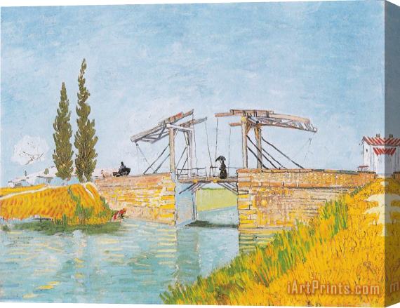 Vincent van Gogh The Bridge of Langlois at Arles with a Lady with Umbrella Stretched Canvas Painting / Canvas Art