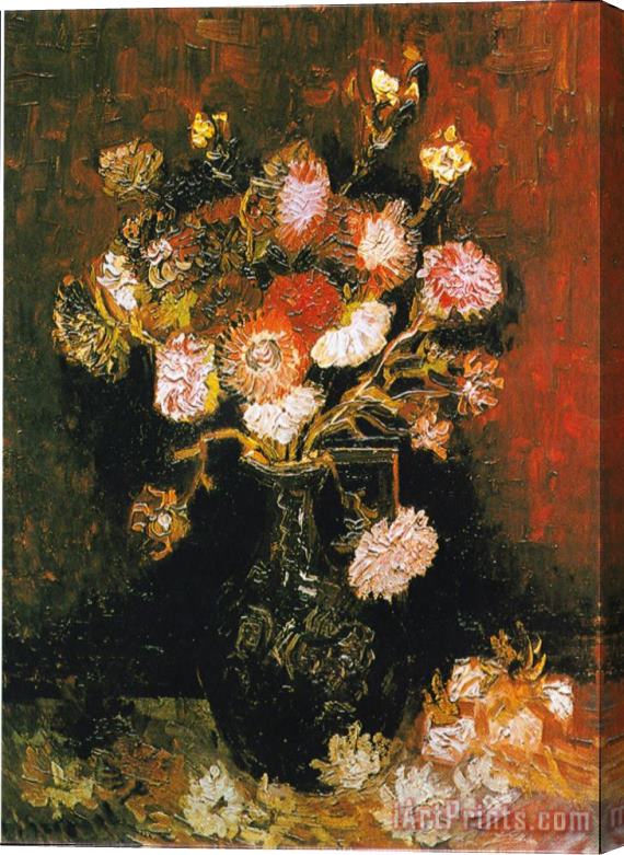 Vincent van Gogh Vase with Asters And Phlox Stretched Canvas Print / Canvas Art