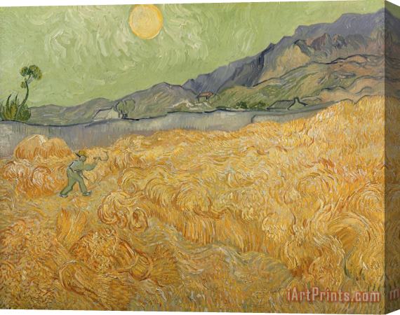 Vincent van Gogh Wheatfield with Reaper Stretched Canvas Print / Canvas Art