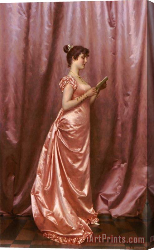 Vittorio Reggianini Elegant Lady in Pink Stretched Canvas Painting / Canvas Art