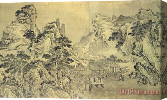 Wang Wen View from the Keyin Pavilion on Paradise - Baojie Mountain Stretched Canvas Print / Canvas Art