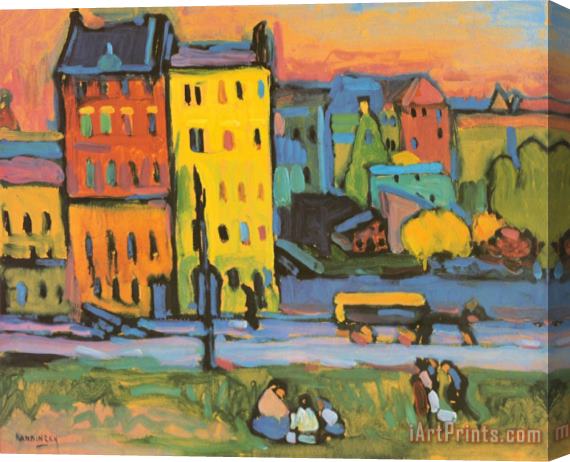 Wassily Kandinsky Houses in Munich 1908 Stretched Canvas Painting / Canvas Art