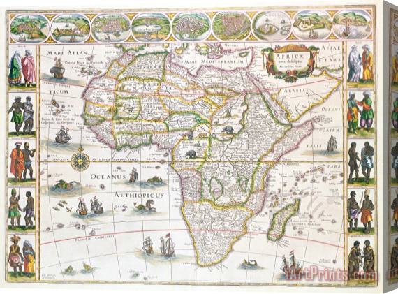 Willem Blaeu Africa Nova Map Stretched Canvas Print / Canvas Art
