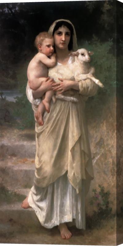 William Adolphe Bouguereau Lambs Stretched Canvas Print / Canvas Art
