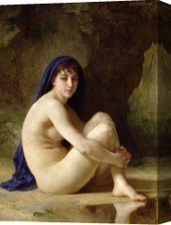Sat Canvas Paintings - Seated Nude by William Adolphe Bouguereau