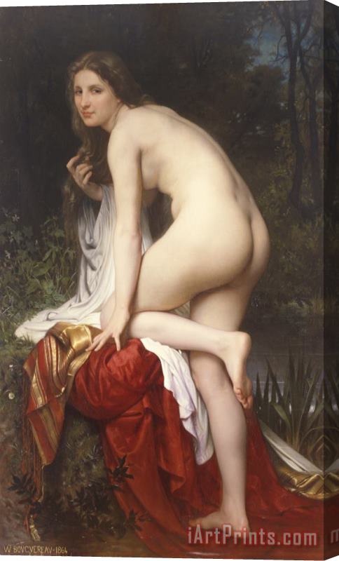 William Adolphe Bouguereau Woman Bathing Stretched Canvas Painting / Canvas Art
