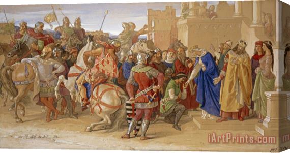 William Dyce Piety The Knights of The Round Table About to Depart in Quest of The Holy Grail Stretched Canvas Print / Canvas Art
