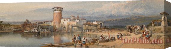 William Leighton Leitch A Sicilian Village Stretched Canvas Print / Canvas Art