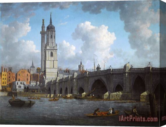 William Marlow A View of London Bridge Stretched Canvas Print / Canvas Art