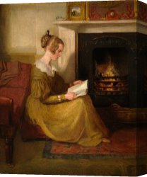 Sat Canvas Paintings - A Fireside Read by William Mulready