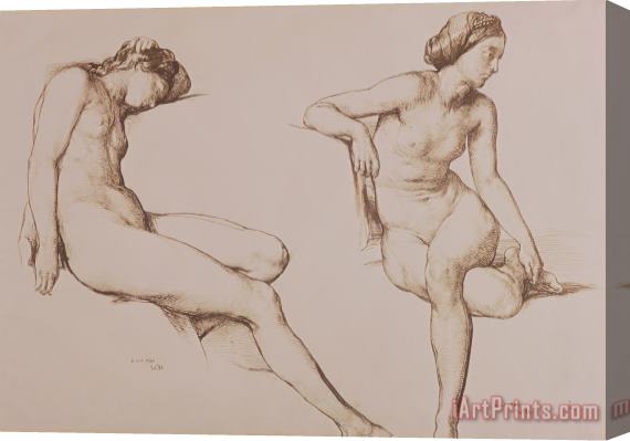 William Mulready Sepia Drawing of Nude Woman Stretched Canvas Painting / Canvas Art