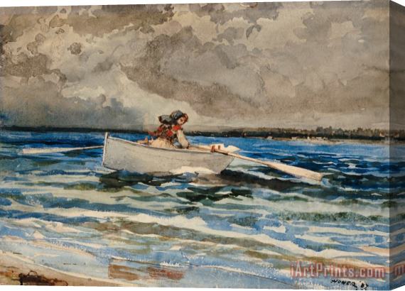Winslow Homer Rowing at Prouts Neck Stretched Canvas Painting / Canvas Art