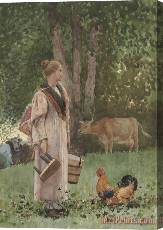 Winslow Homer The Milk Maid Stretched Canvas Print / Canvas Art