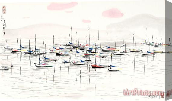 Wu Guanzhong A Seaside Scene of Changi of Singapore, 1990 Stretched Canvas Print / Canvas Art