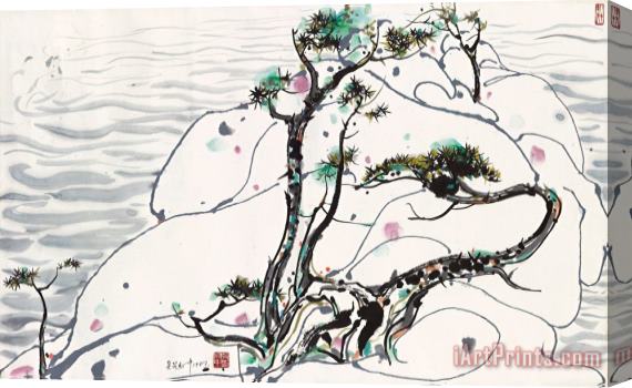 Wu Guanzhong Rocks by The Sea, 1987 Stretched Canvas Print / Canvas Art