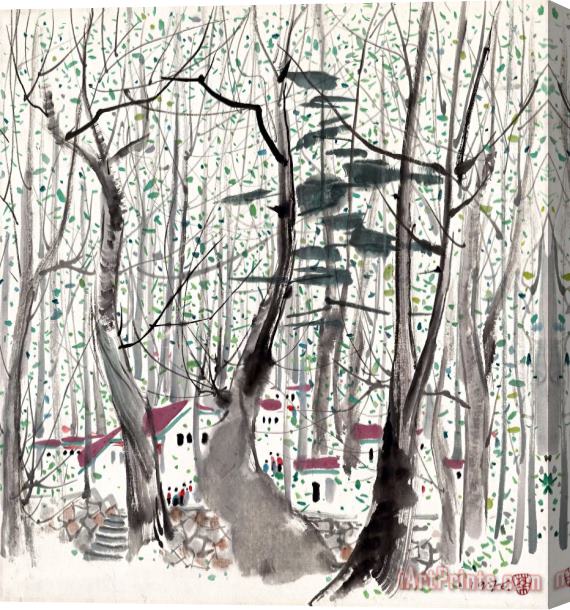 Wu Guanzhong Village in Mount Lu, 1976 Stretched Canvas Print / Canvas Art