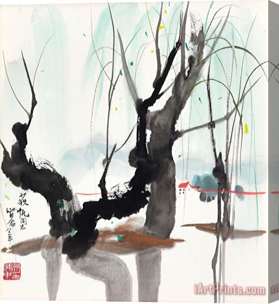 Wu Guanzhong Willow by The Riverbank Stretched Canvas Painting / Canvas Art