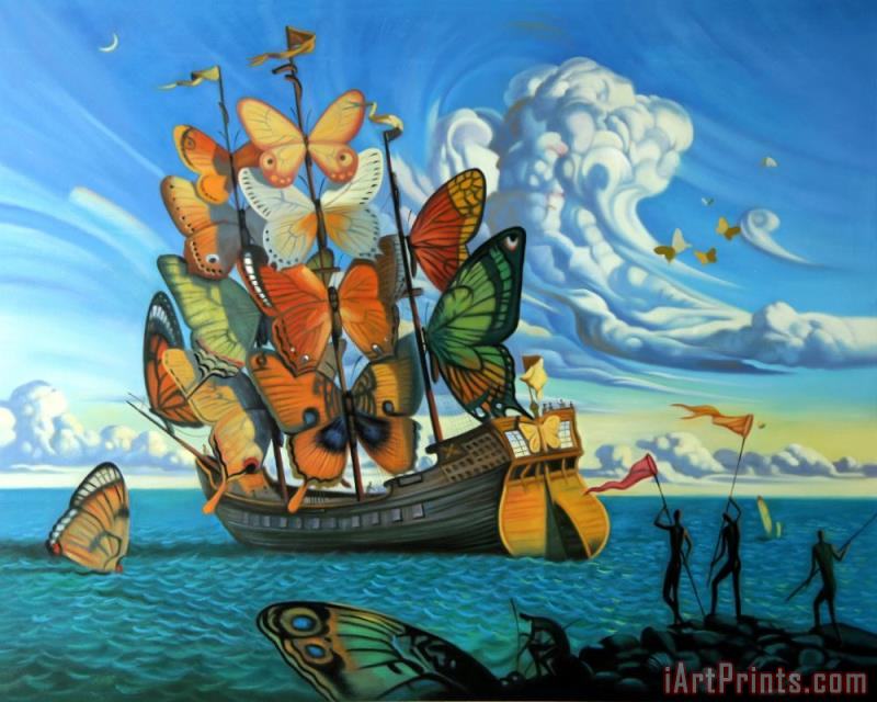 Vladimir Kush Departure Of The Winged Ship Painting - Departure Of The ...