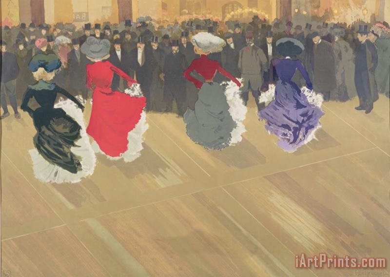 Abel-Truchet Women Dancing the Can Can Art Print