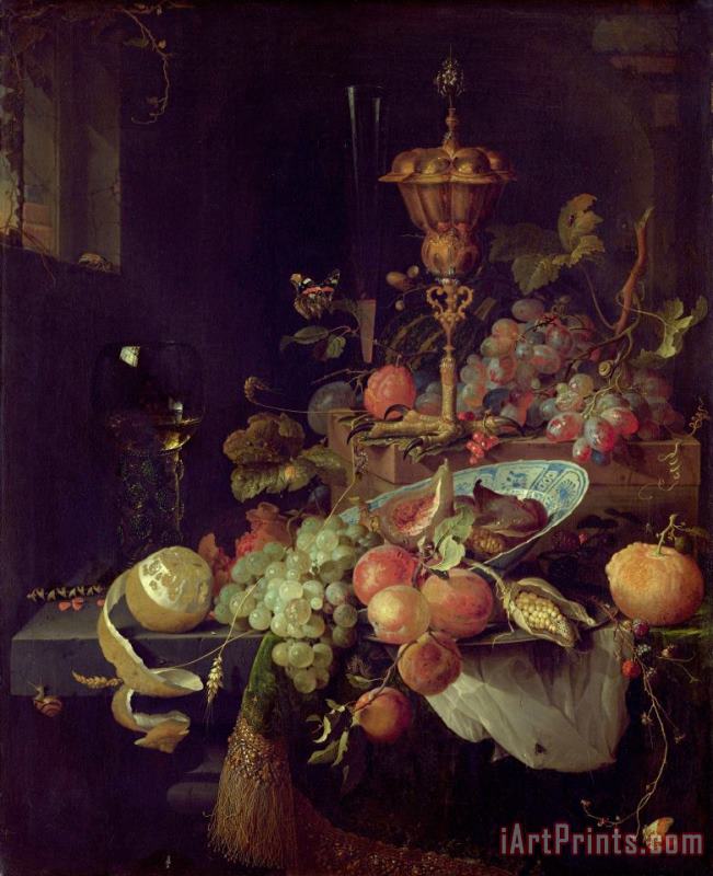 Abraham Mignon Still Life with Fruit And a Beaker on a Cock's Foot Art Print