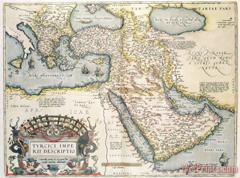 Abraham Ortelius Map of the Middle East from the Sixteenth Century Art Painting